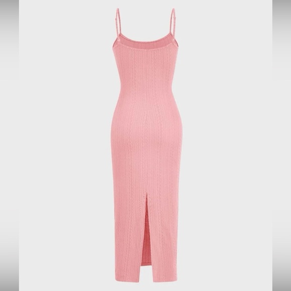 Baby Girl Pink Solid Split Hem Cami Dress Size Large - Picture 4 of 10